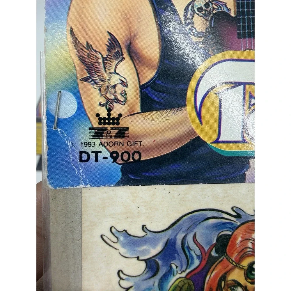 Vintage 90s Temporary Tattoos Lot of 8 Big Size Mermaid‎ Bikini Biker Flash Art